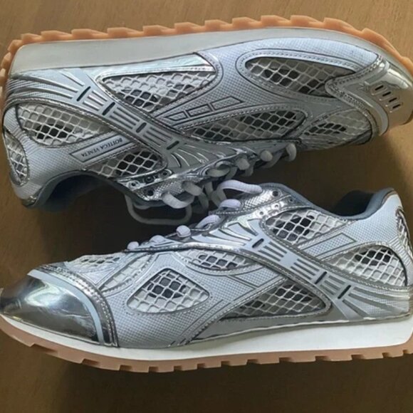 Bottega Veneta Orbit Sneaker Silver/White Sz 41